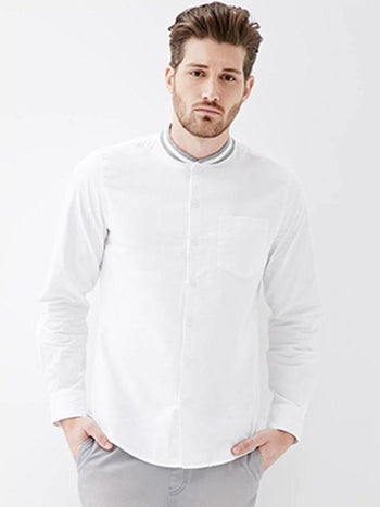 Varsity-Striped Collar Shirt